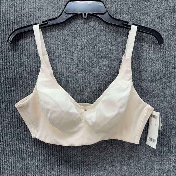 Chantelle Bra 38D Comfort Chic Back Smoothing Wire Free Talc Ivory 18J8 NEW - Picture 2 of 9